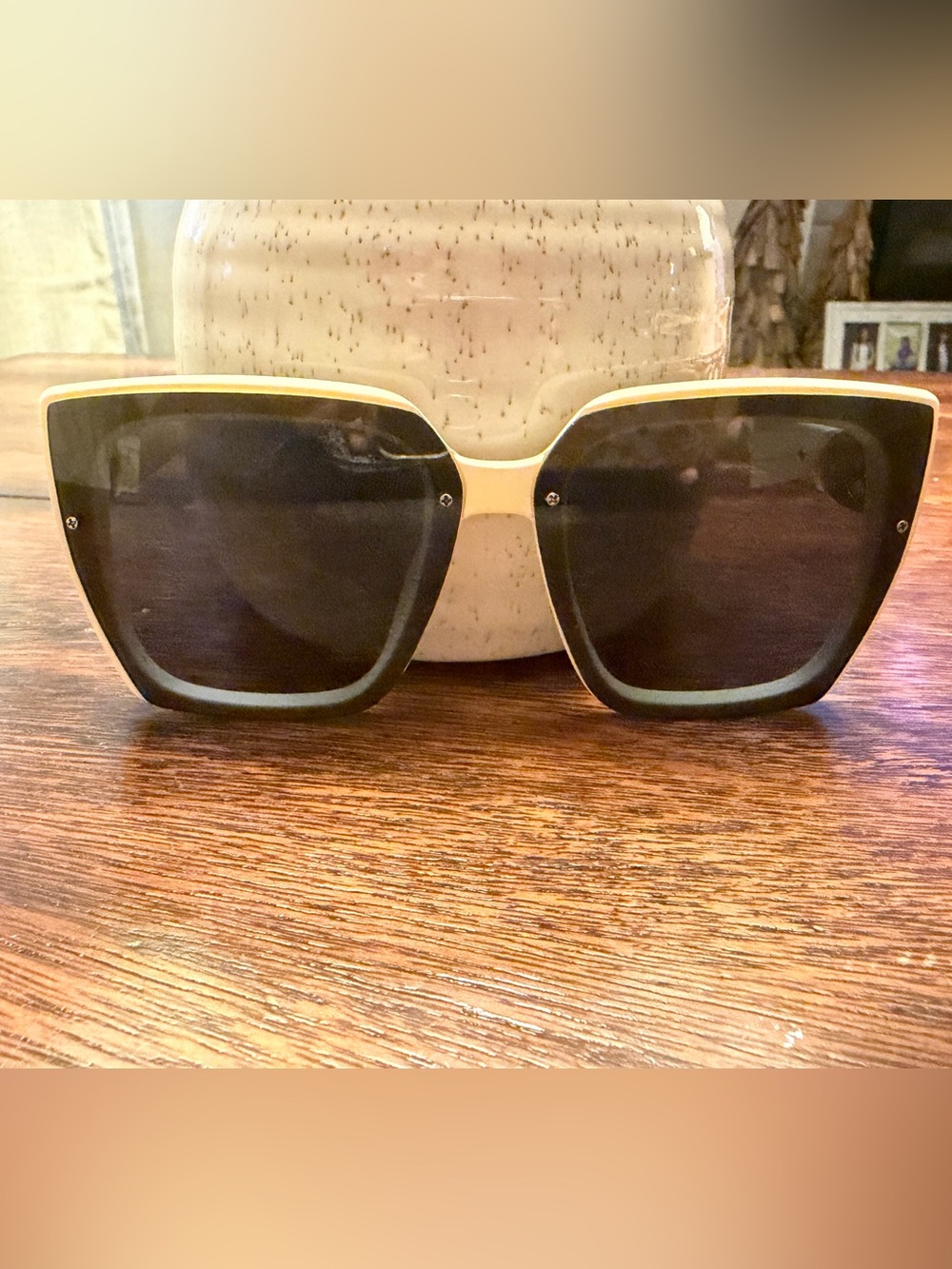 Classic Oversized Square Sunglasses - Black and Cream